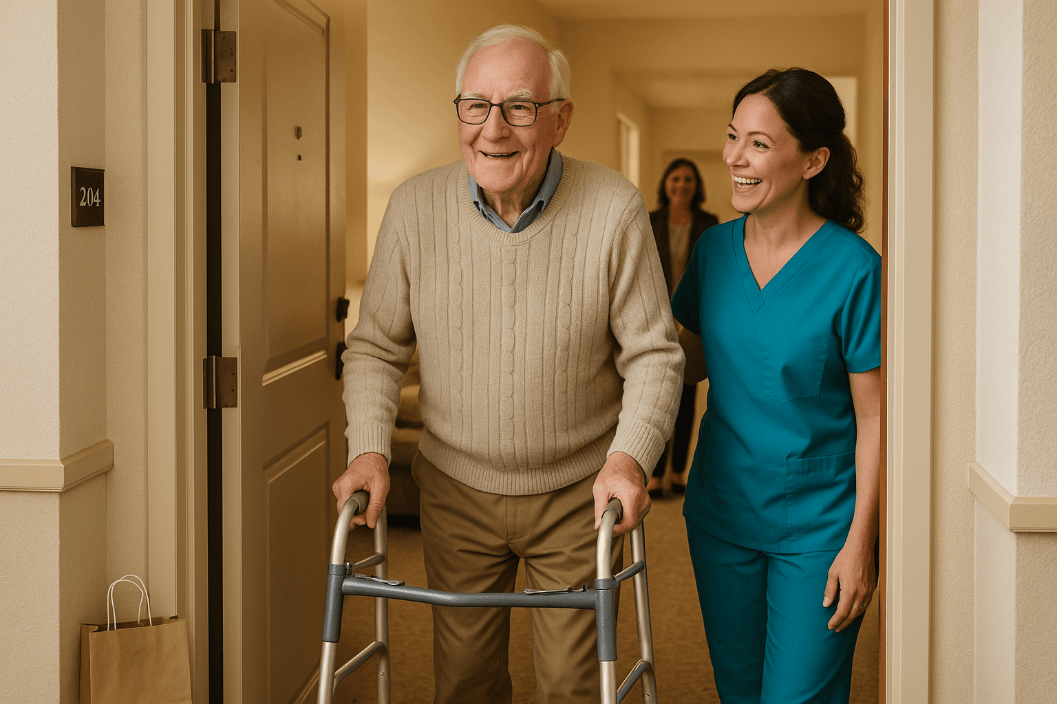 Frank returning home from rehab to his independent living apartment